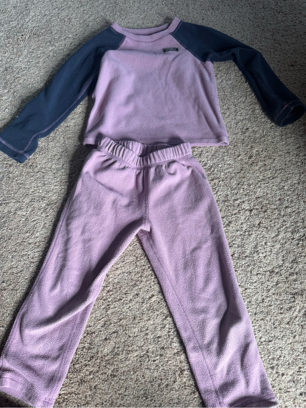 L.L. Bean Lavender and Navy Kids Fleece Sweat Set
